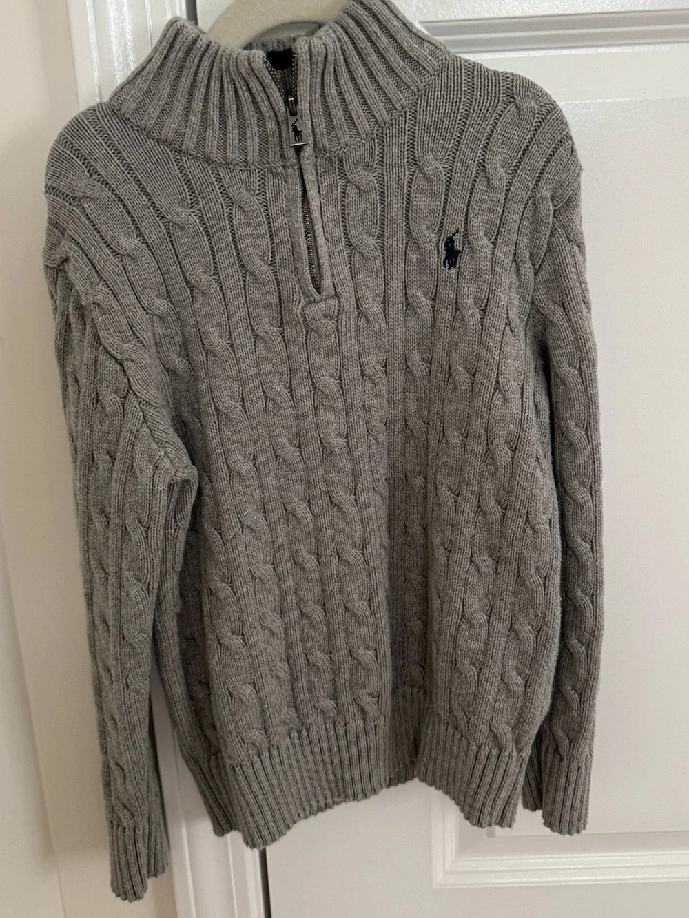 Ralph Lauren boys size 7 Cable-Knit Half-Zip Sweater — Gray